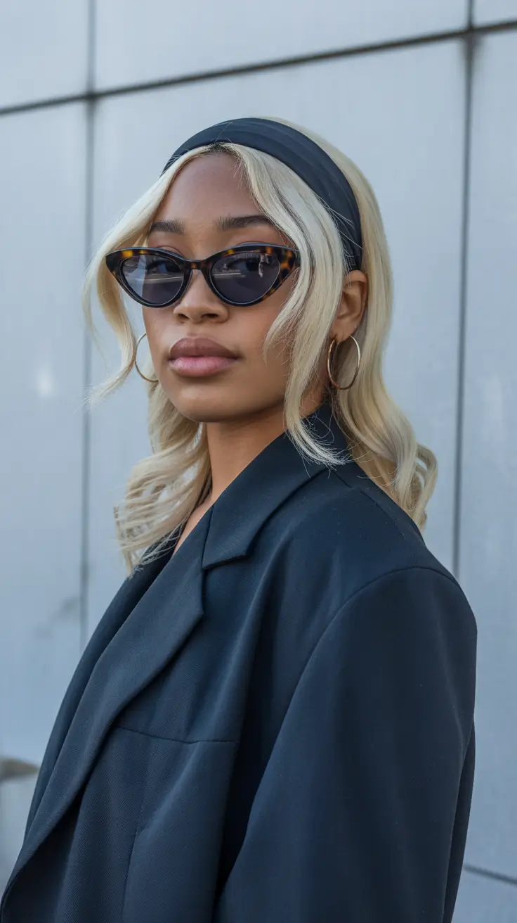 spring hair color for dark skin 2026 Soft Vanilla Blonde With Blazer Chic