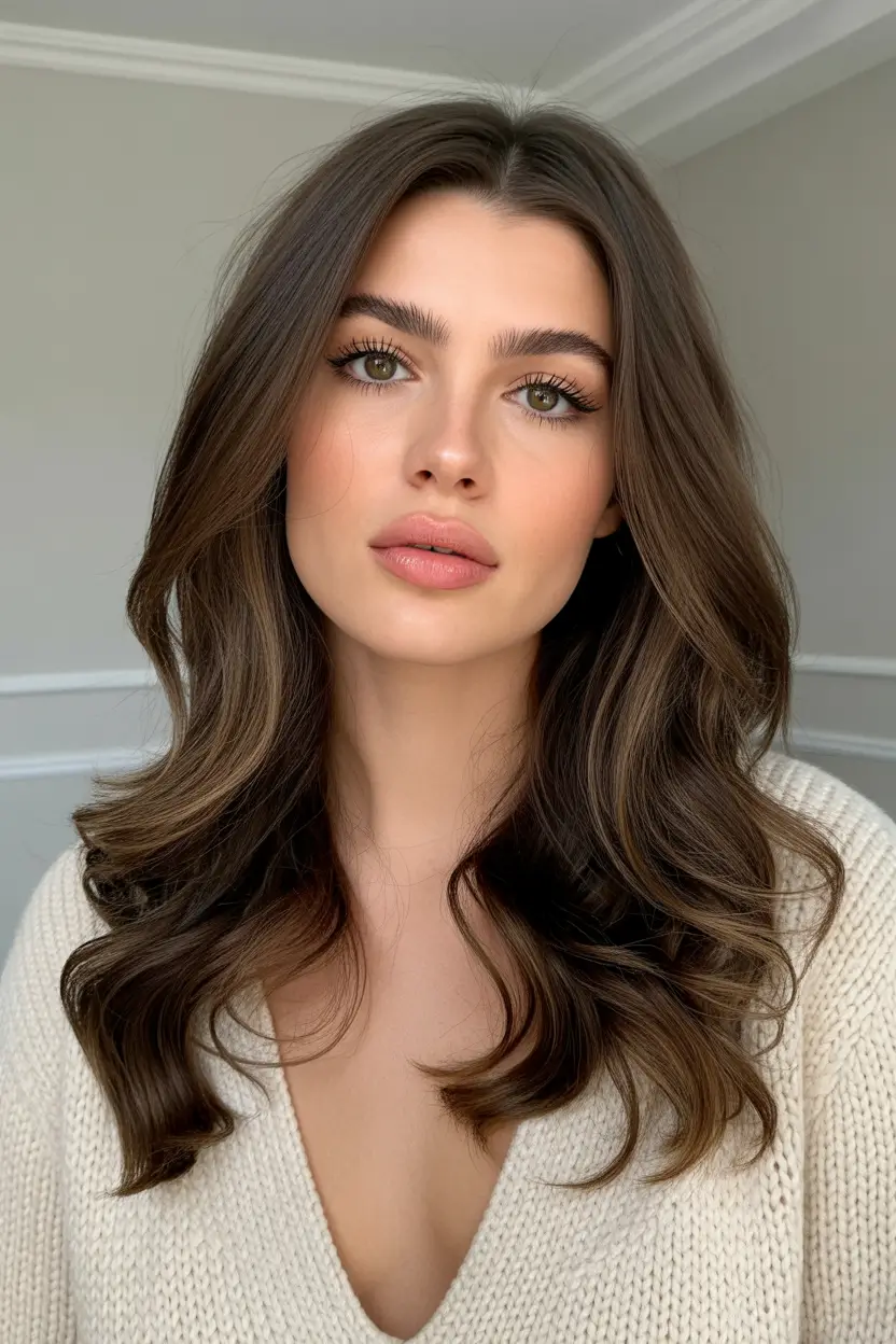 spring hair color for tan skin 2026 Soft Espresso Melt With Luminous Dimension