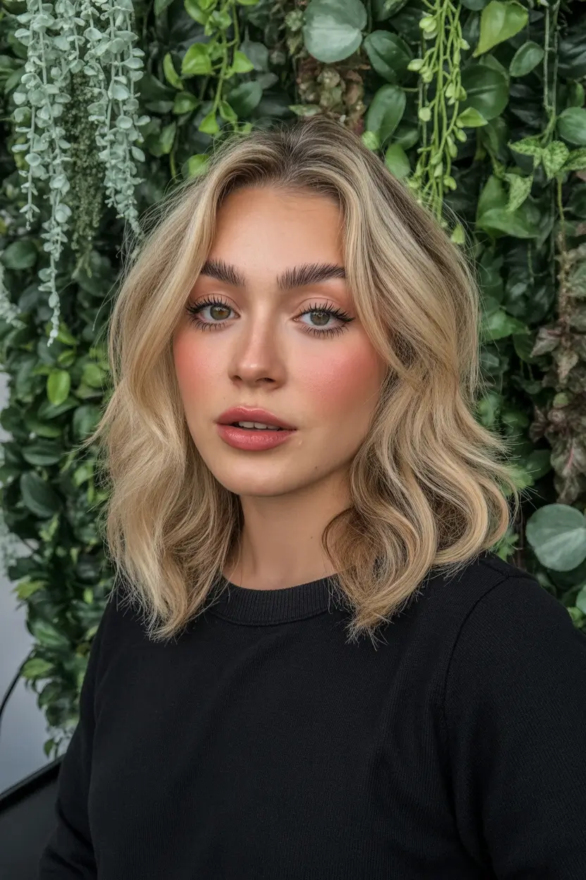 spring hair color for tan skin 2026 Soft Beige Bob With Natural Dimension