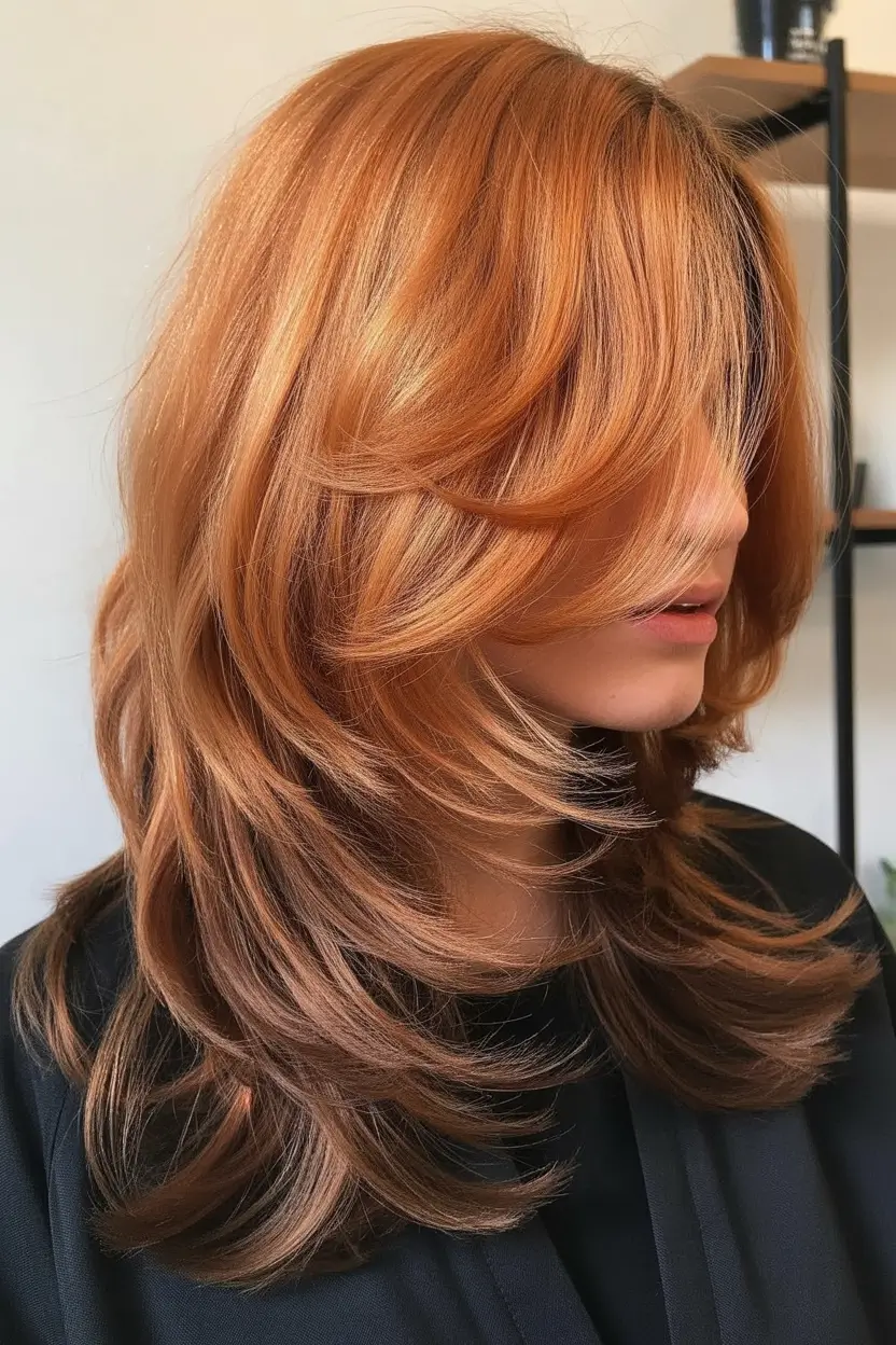 spring hair color for tan skin 2026 Layered Auburn With Volume And Movement