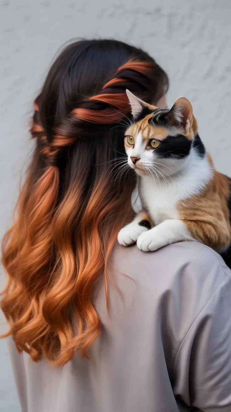 spring hair color for tan skin 2026 Black To Copper Melt With Bold Contrast