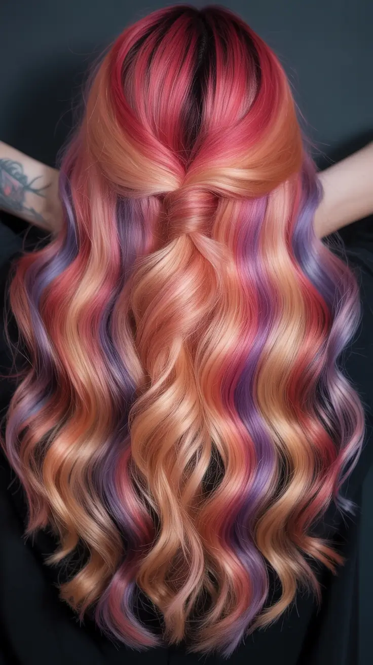 spring hair color for tan skin 2026 Peach And Lavender Sunset Blend