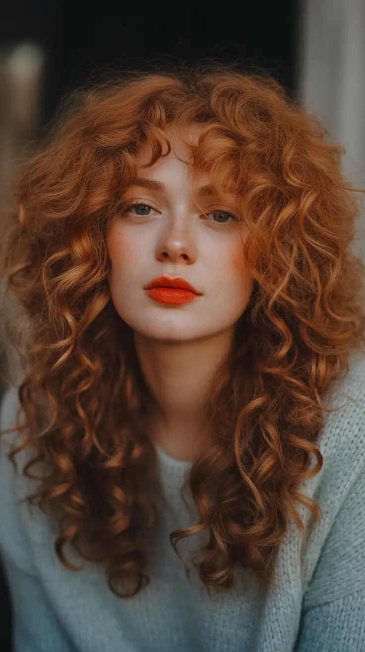 spring hair color warm skin tone 2026 Curly Copper with Vintage Warmth