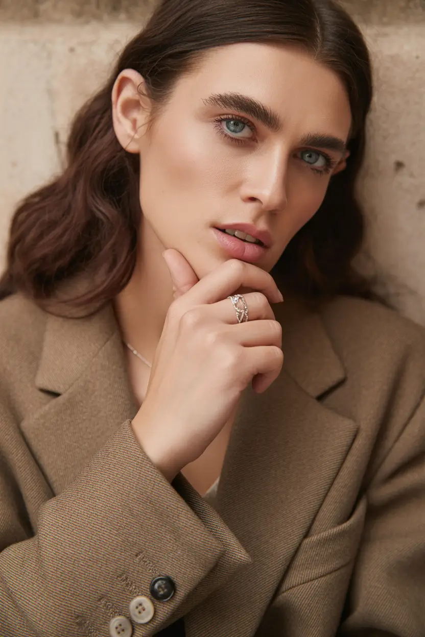 spring hair color warm skin tone 2026 Soft Cocoa Brunette With Sculpted Balance