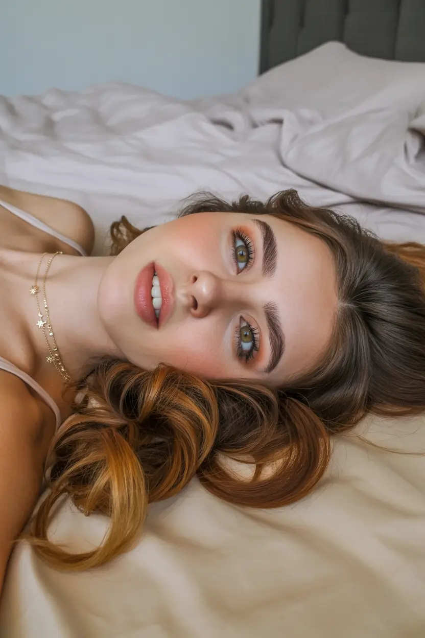 spring hair color warm skin tone 2026 Warm Brunette with Golden Movement