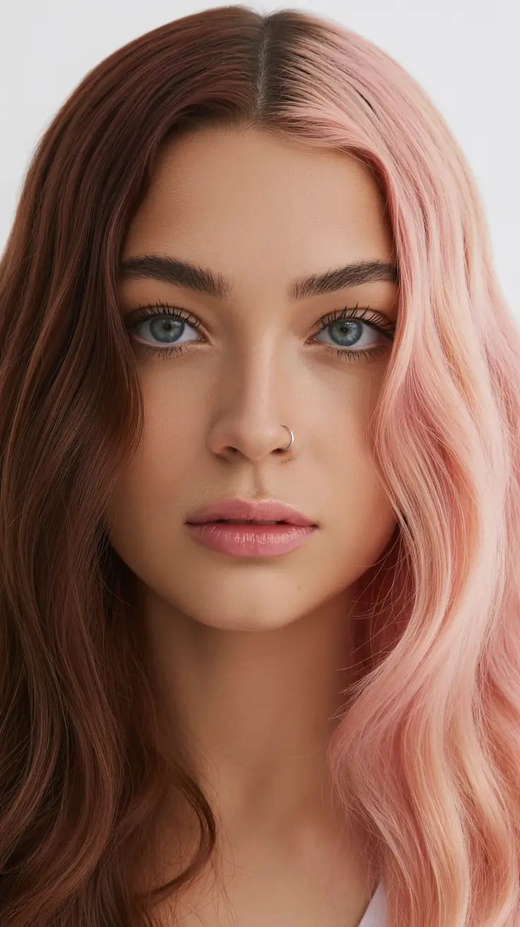 spring hair trends 2026 Split Tone Copper and Pink Lengths