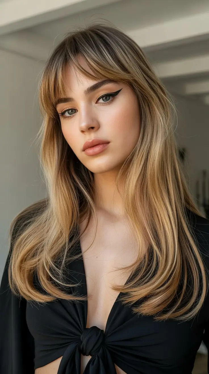 spring hair trends 2026 Soft Blonde Layers with Bangs