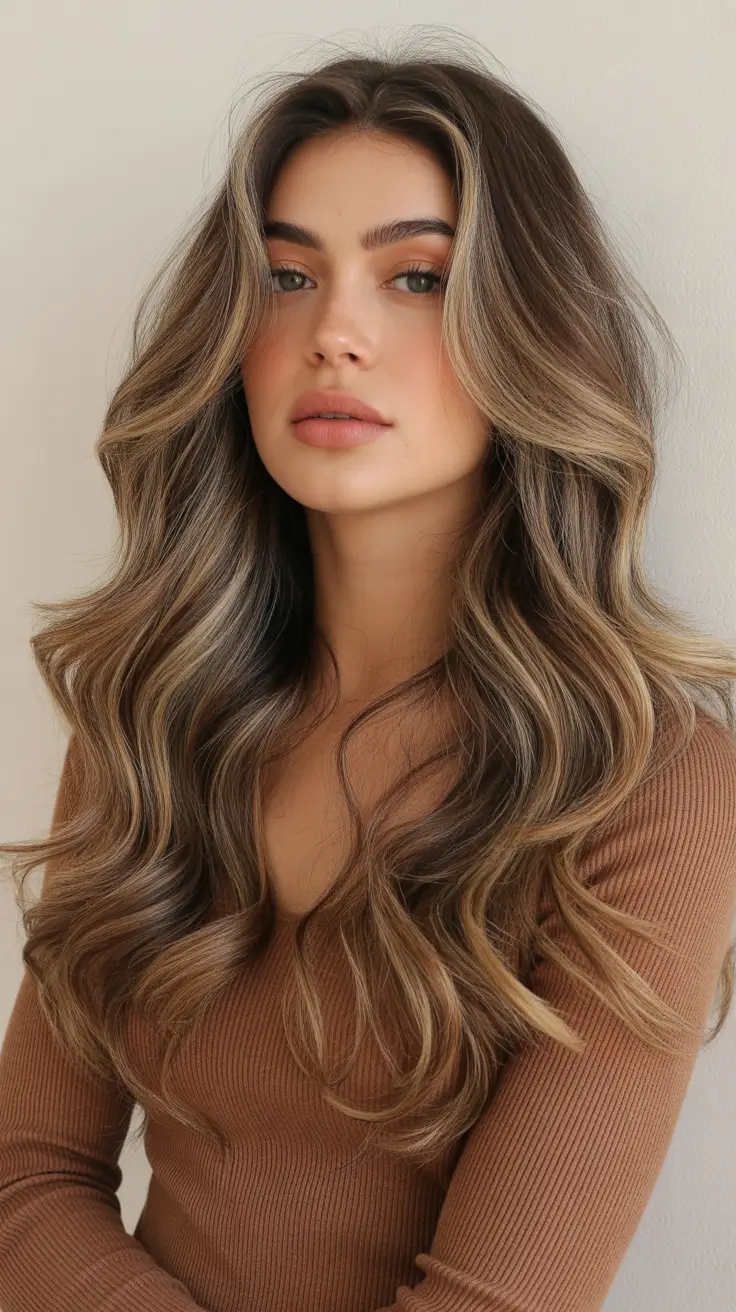 spring hair trends 2026 Soft Brunette Layers With Sunlit Dimension