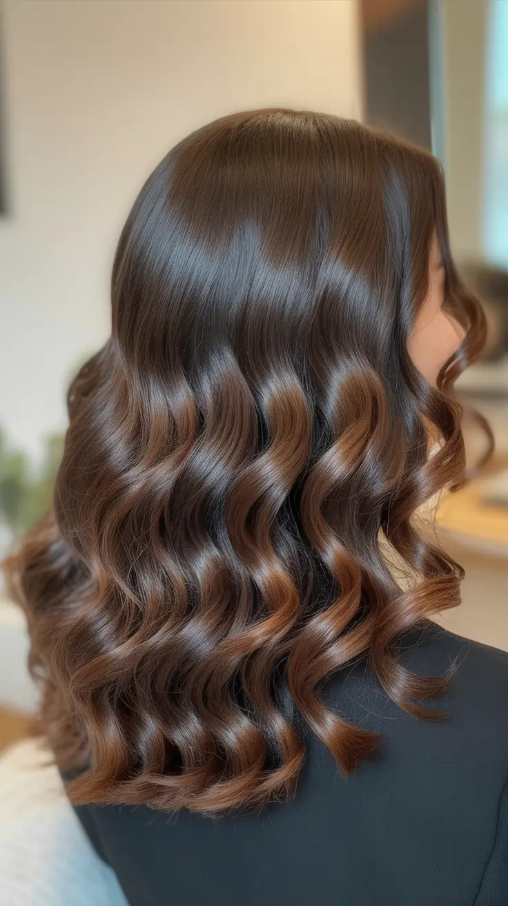spring hair trends 2026 Polished Dark Brunette Waves
