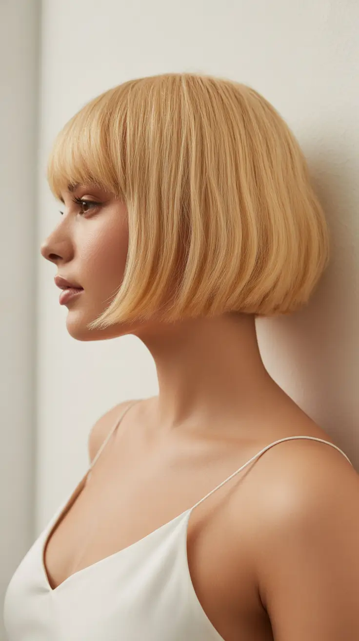 Spring Haircuts for Chubby Faces 2026 Soft Golden Classic Bob with Rounded Ends
