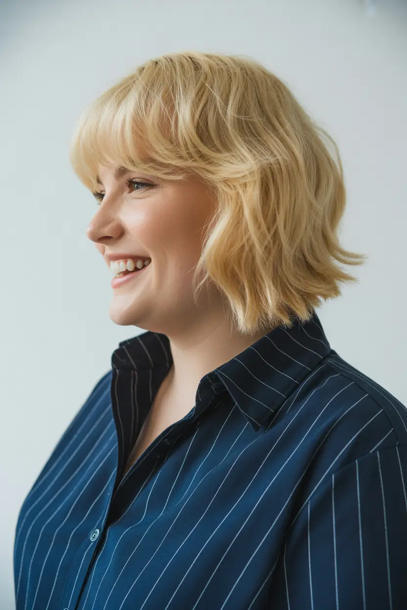 Spring Haircuts for Chubby Faces 2026 Modern Textured Lob with Soft Waves