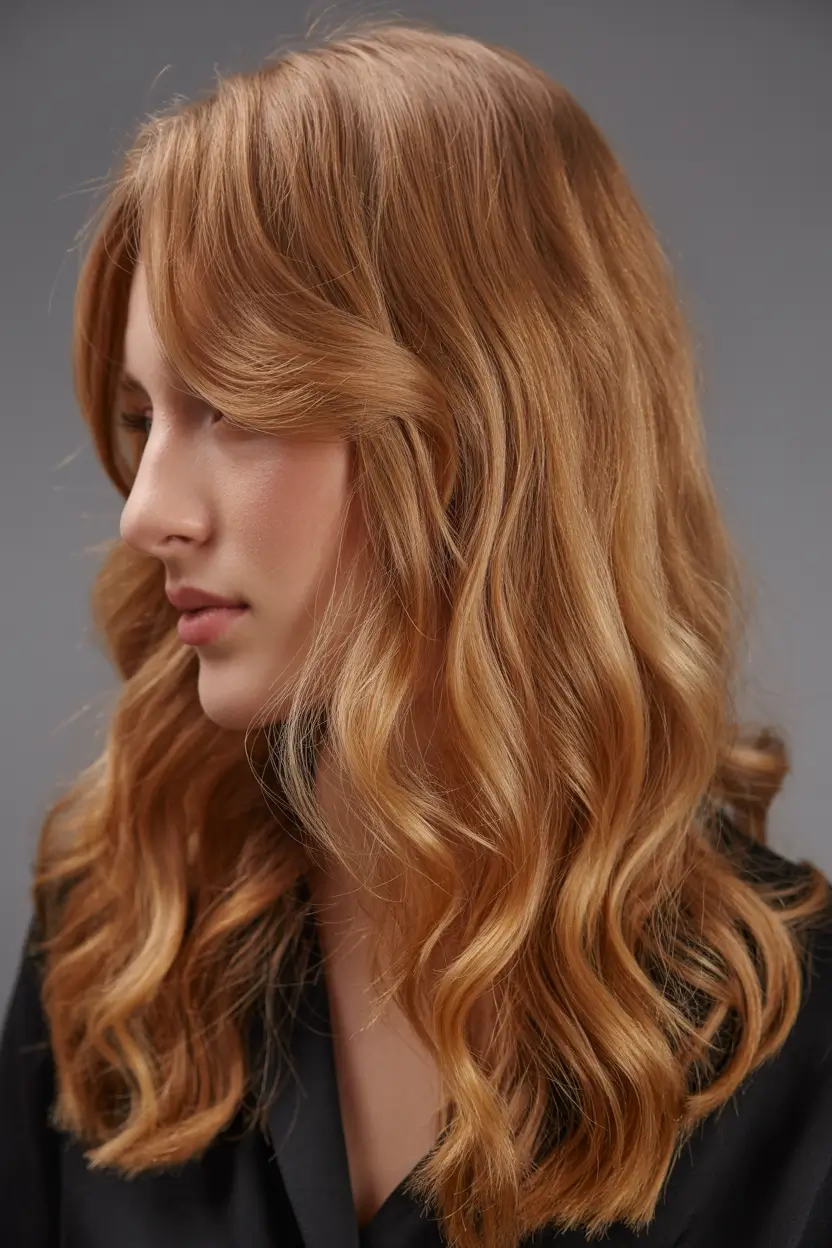 spring Haircuts for square Face Shape 2026 Soft Copper Waves With Face Framing Layers
