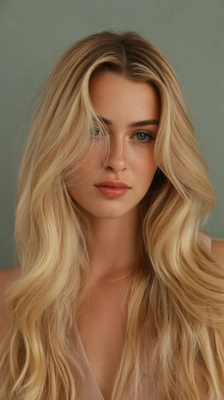 spring Haircuts for square Face Shape 2026 Butter Blonde Center-Parted Length with Airy Volume