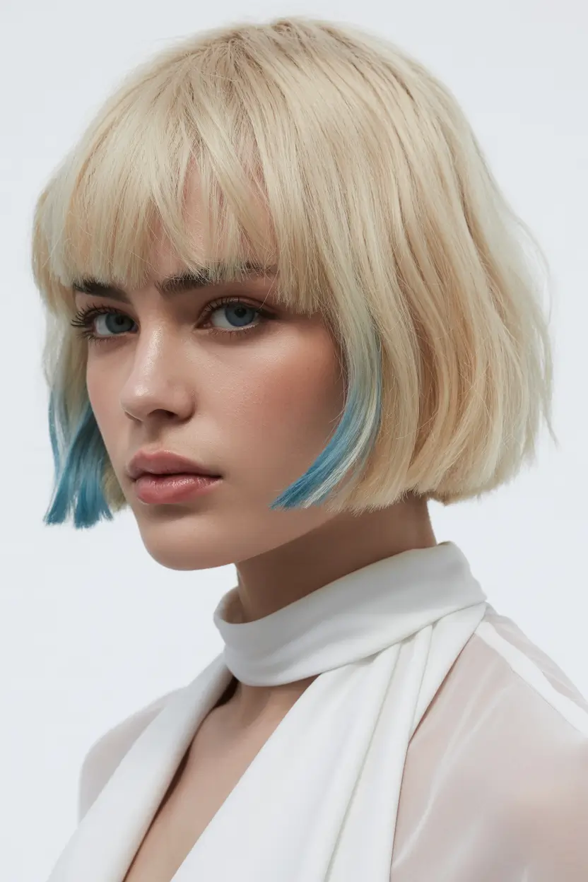 spring Haircuts for square Face Shape 2026 Soft Blonde Bob With Subtle Color Panels