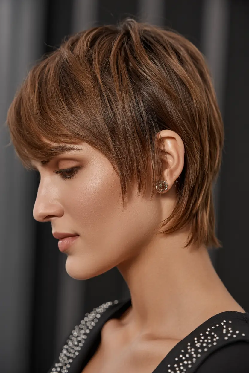 spring short Hairstyles 2026 Chic Brunette Tapered Crop