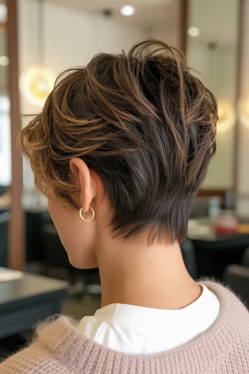 spring short Hairstyles 2026 Layered Espresso Crop with Tapered Back