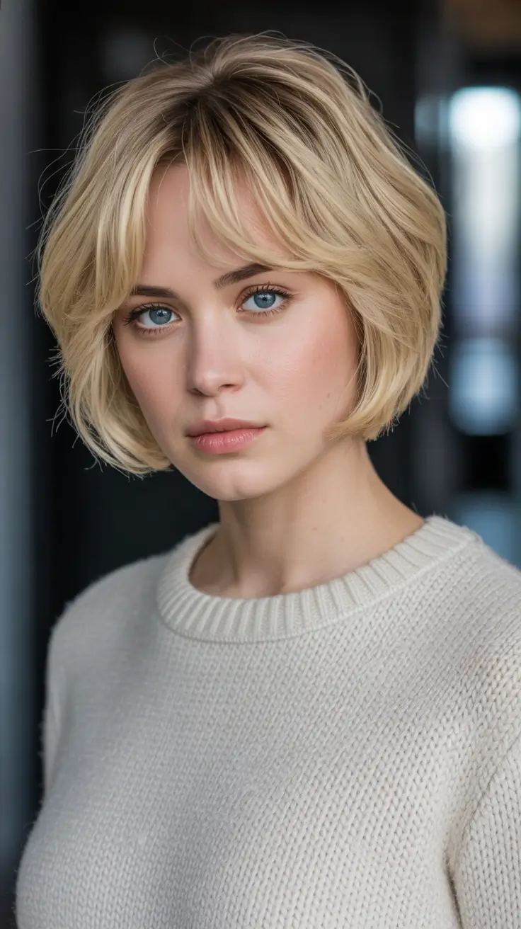 spring short Hairstyles 2026 Classic Blonde Rounded Bob
