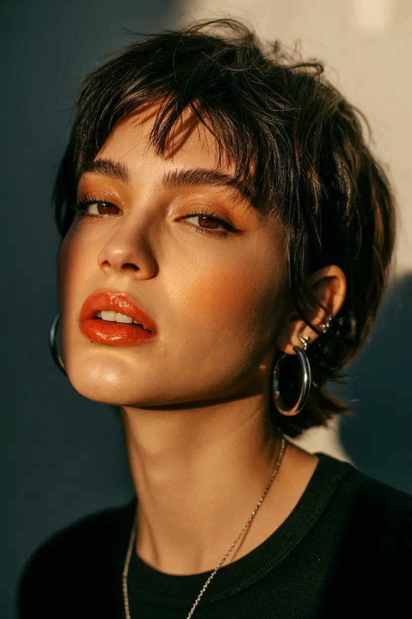 spring short Hairstyles 2026 Edgy Micro Shag with Piecey Texture