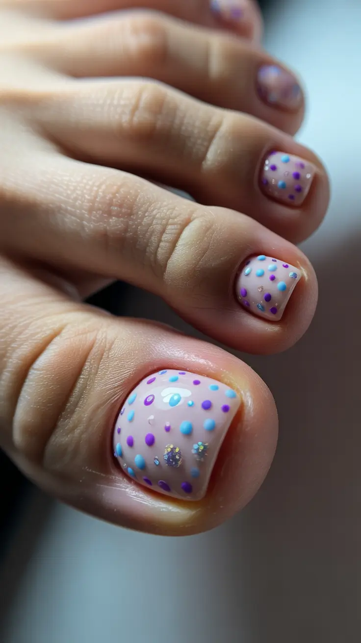 best spring toe nail color 2026 Soft Confetti Pedicure For Playful Spring Days