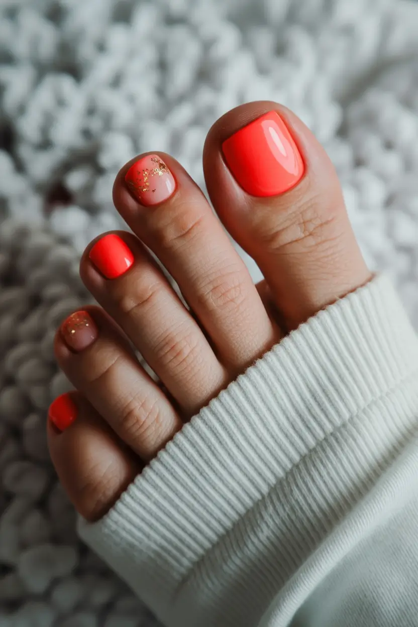 best spring toe nail color 2026 Coral Glow Pedicure That Signals Warmer Days Ahead