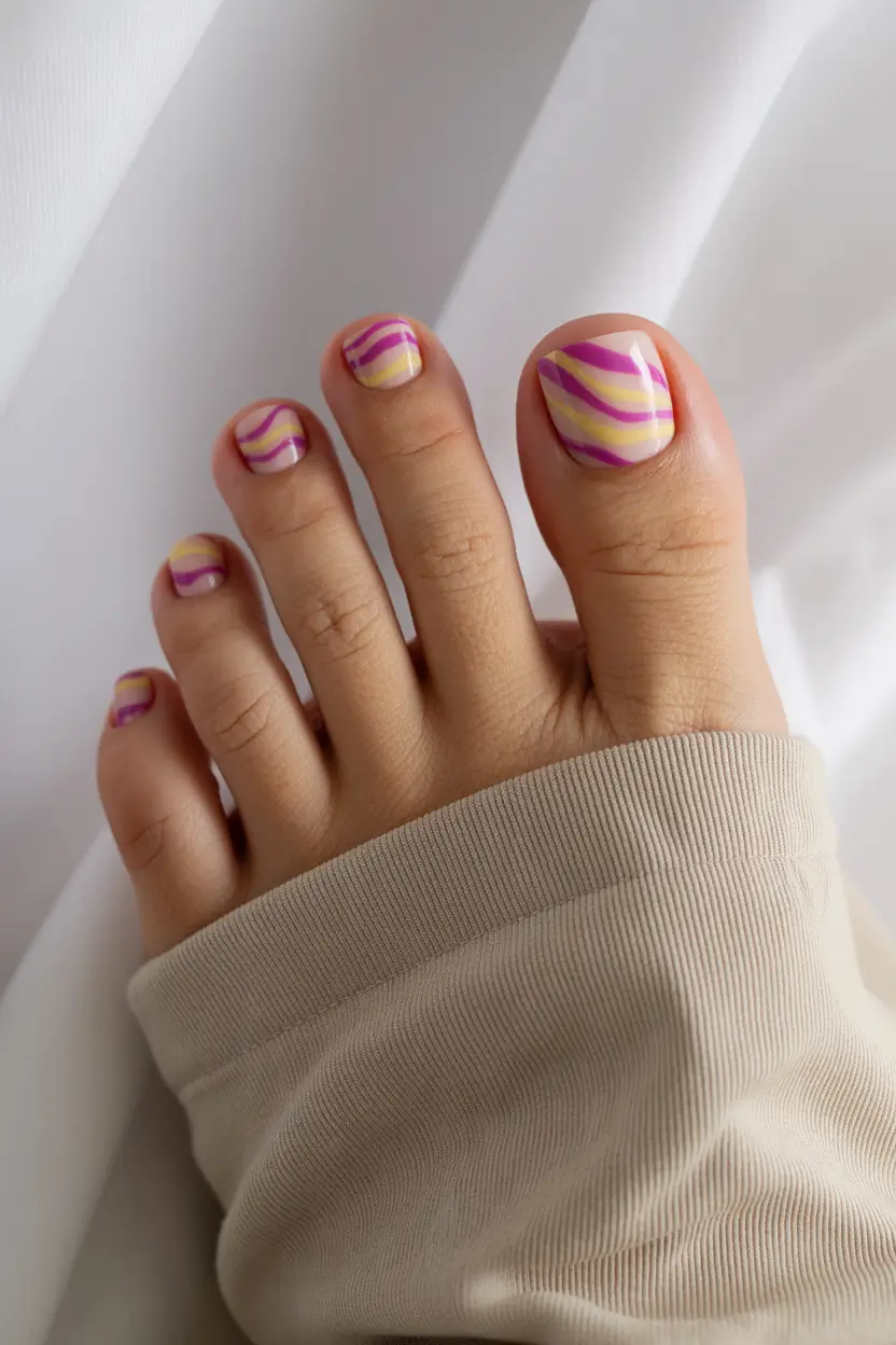 best spring toe nail color 2026 Soft Pastel Waves for a Playful Spring Refresh