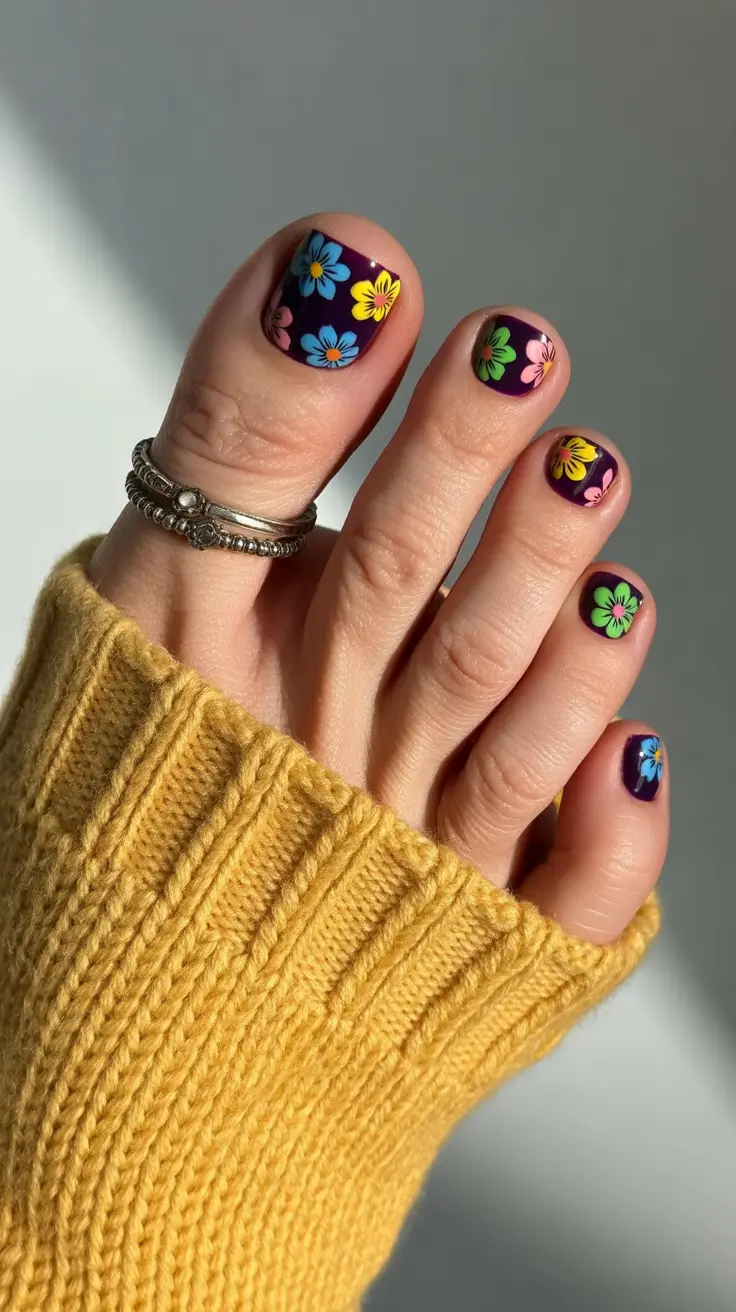 best spring toe nail color 2026 Bold Daisy Pop - Colorful Spring Pedicures That Feel Like Instant Happiness