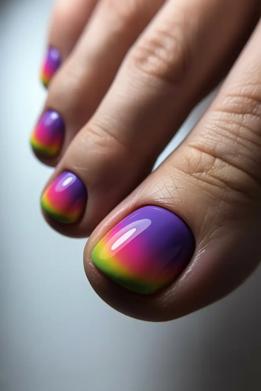 best spring toe nail color 2026 Rainbow Aura Pedicure That Feels Like Early Spring Light