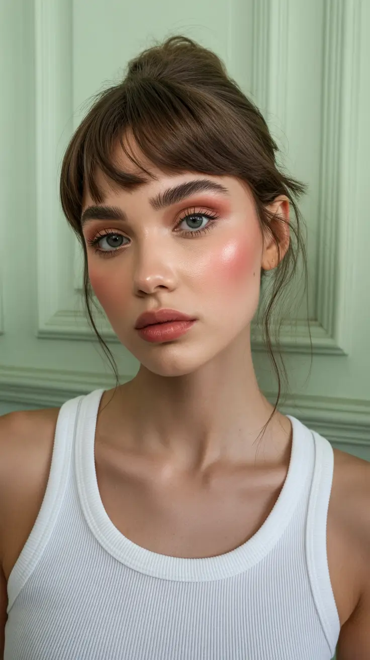 spring bangs hairstyle 2026 Micro Fringe with Soft Updo Energy