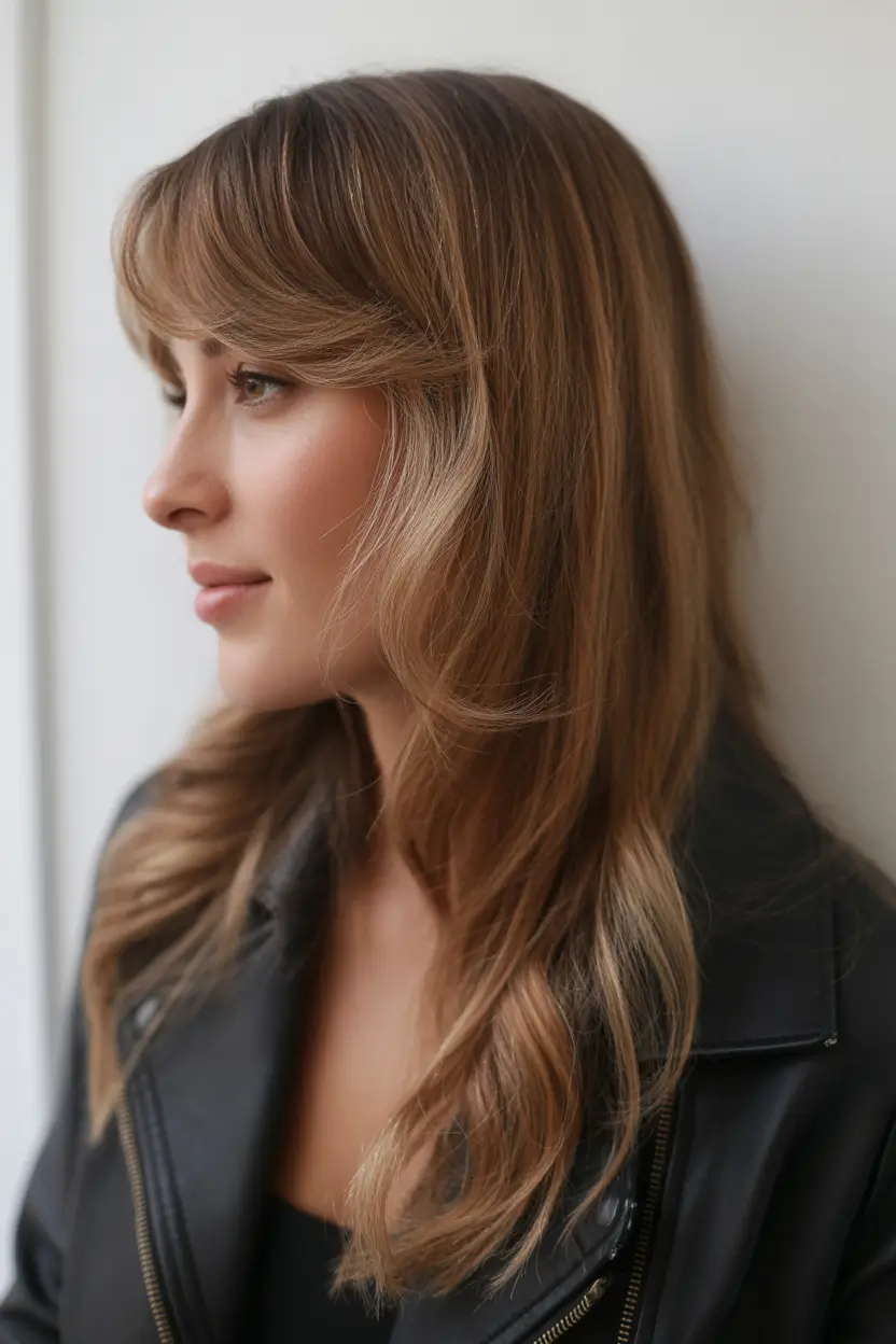 spring bangs hairstyle 2026 Side-Swept Bangs with Natural Layers