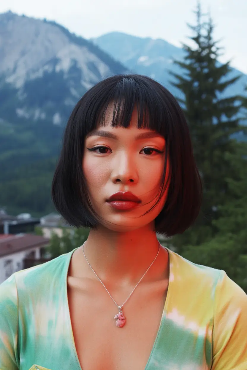 spring french bob haircut 2026 Sharp Micro Bangs and Sculpted Lines