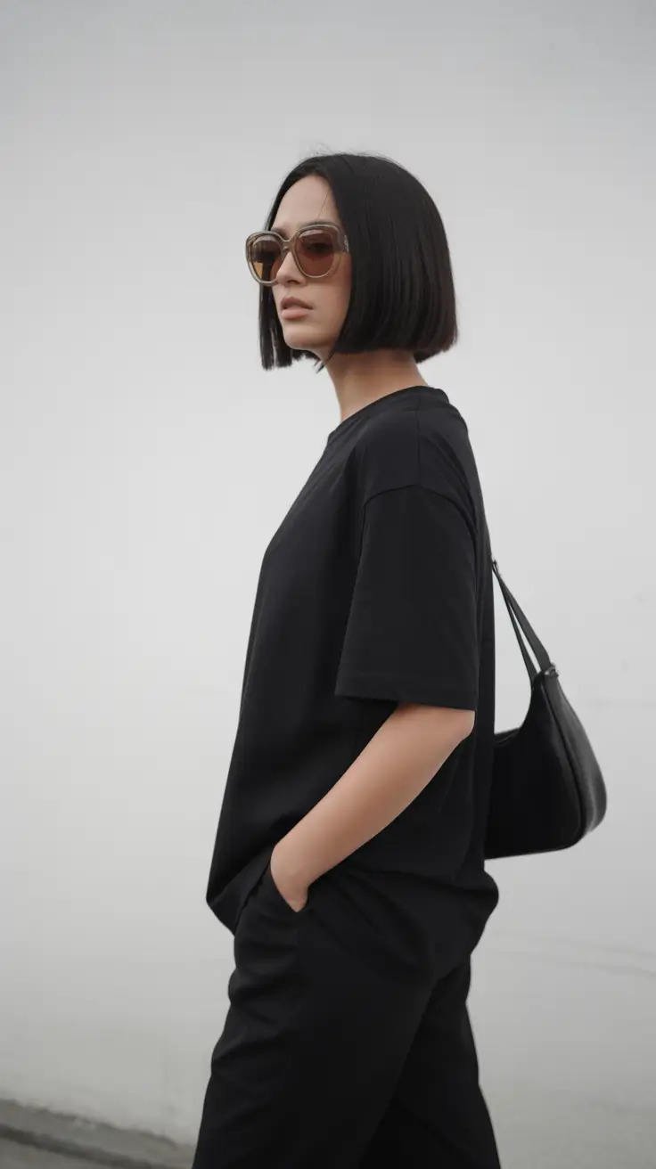 spring french bob haircut 2026 Minimal Black Bob with 90s Attitude