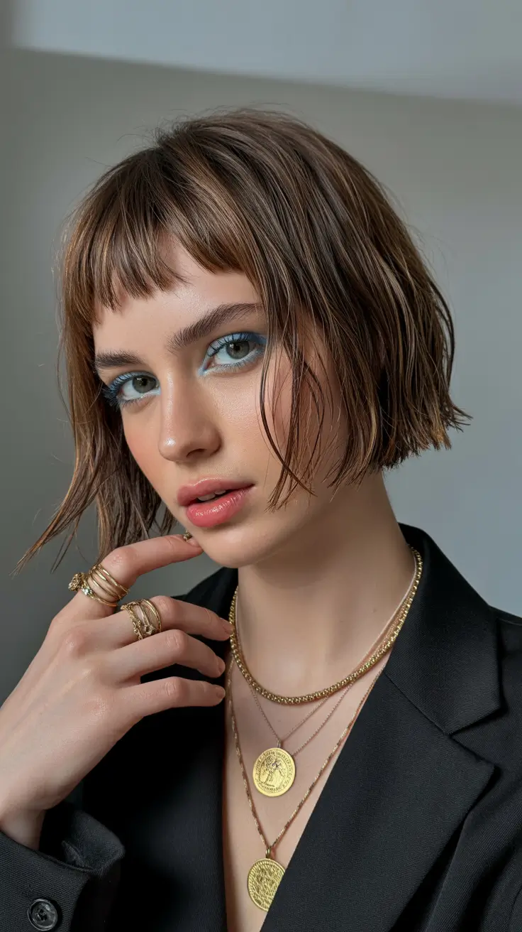 spring french bob haircut 2026 Textured French Bob with Micro Bangs