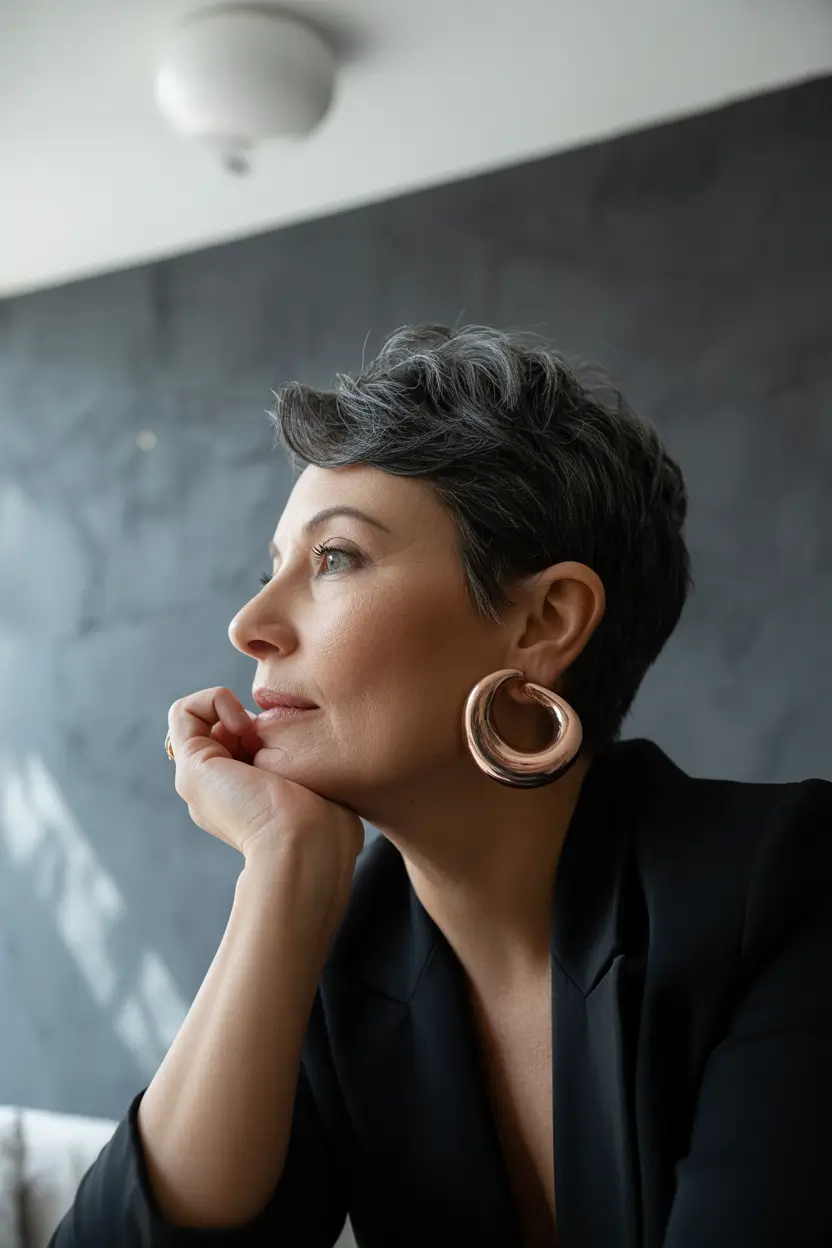 spring Haircuts for Women Over 50 2026 Short Pixie Grey