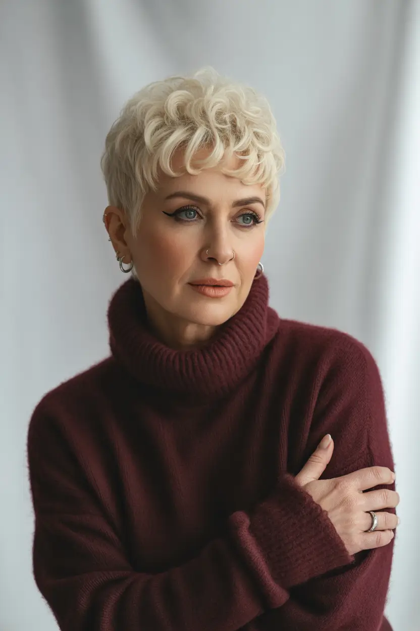 spring Haircuts for Women Over 50 2026 Short Curly Pixie