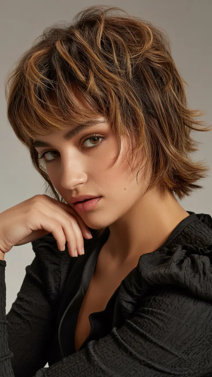 spring mid length haircut 2026 Modern Shag With Soft Curtain Movement