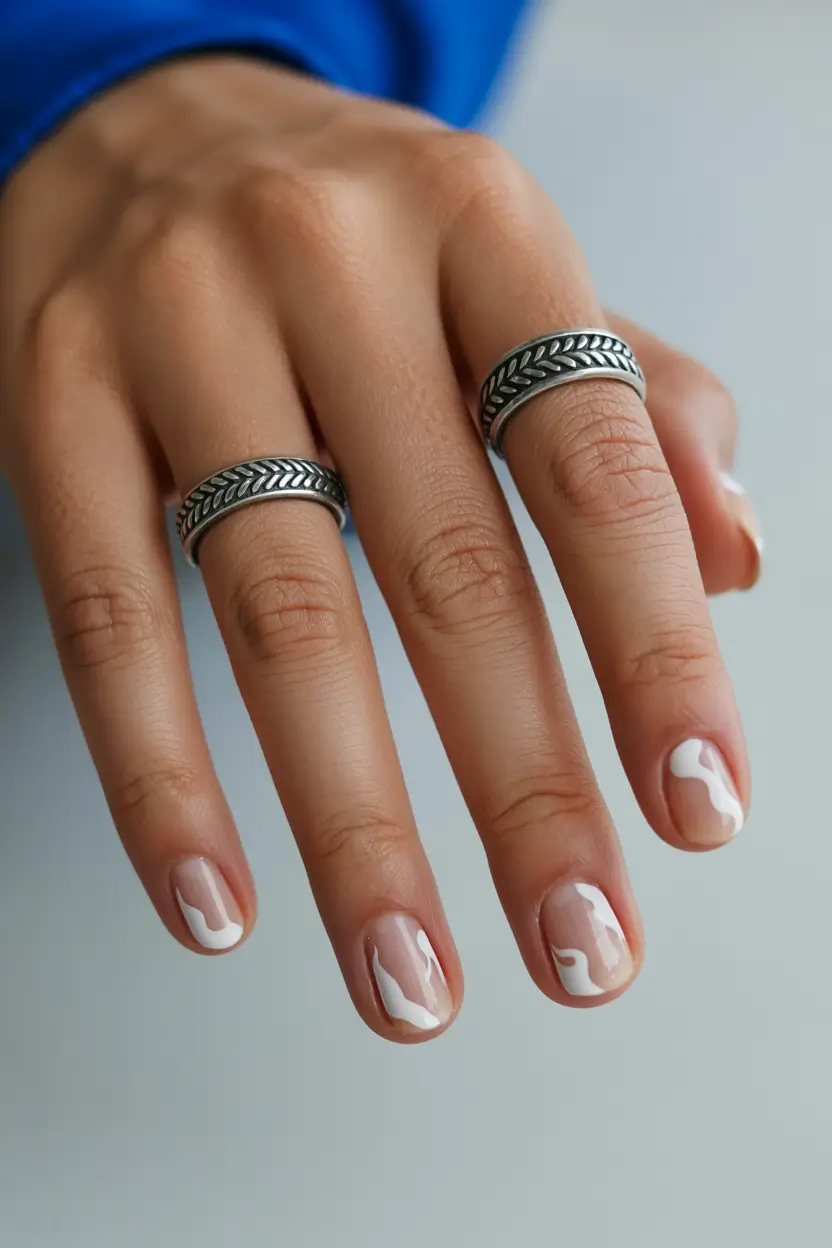 classy spring nails 2026 Milky Waves on Short Square Nails