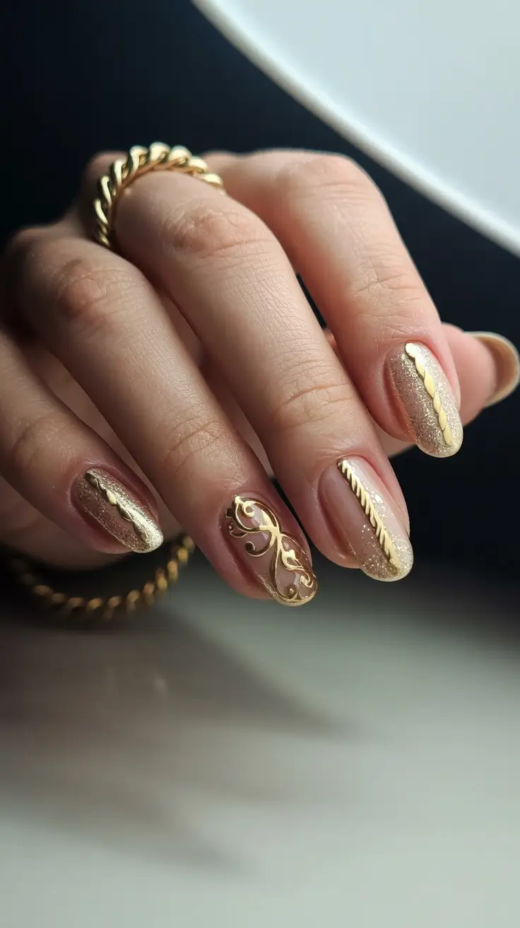 classy spring nails 2026 Golden Almond Elegance