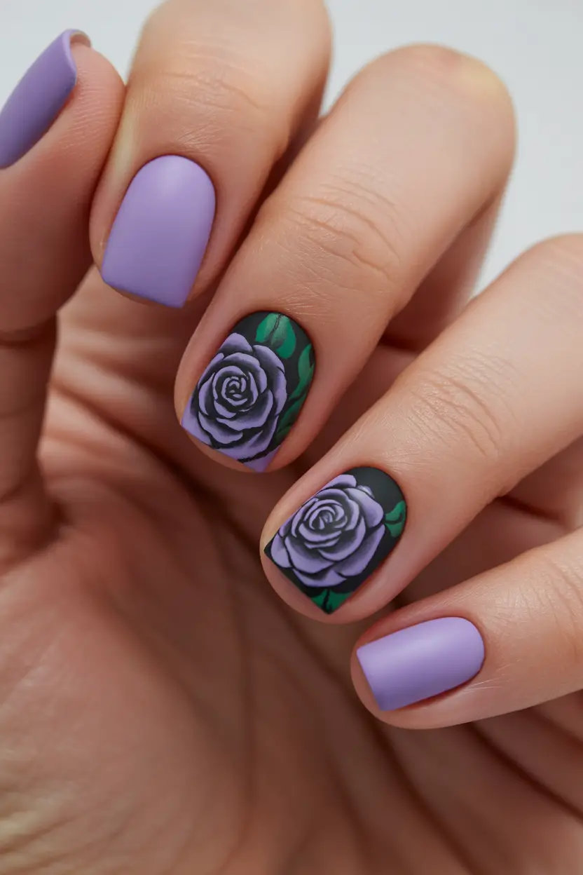 cute spring break nails 2026 Lavender Rose Gel