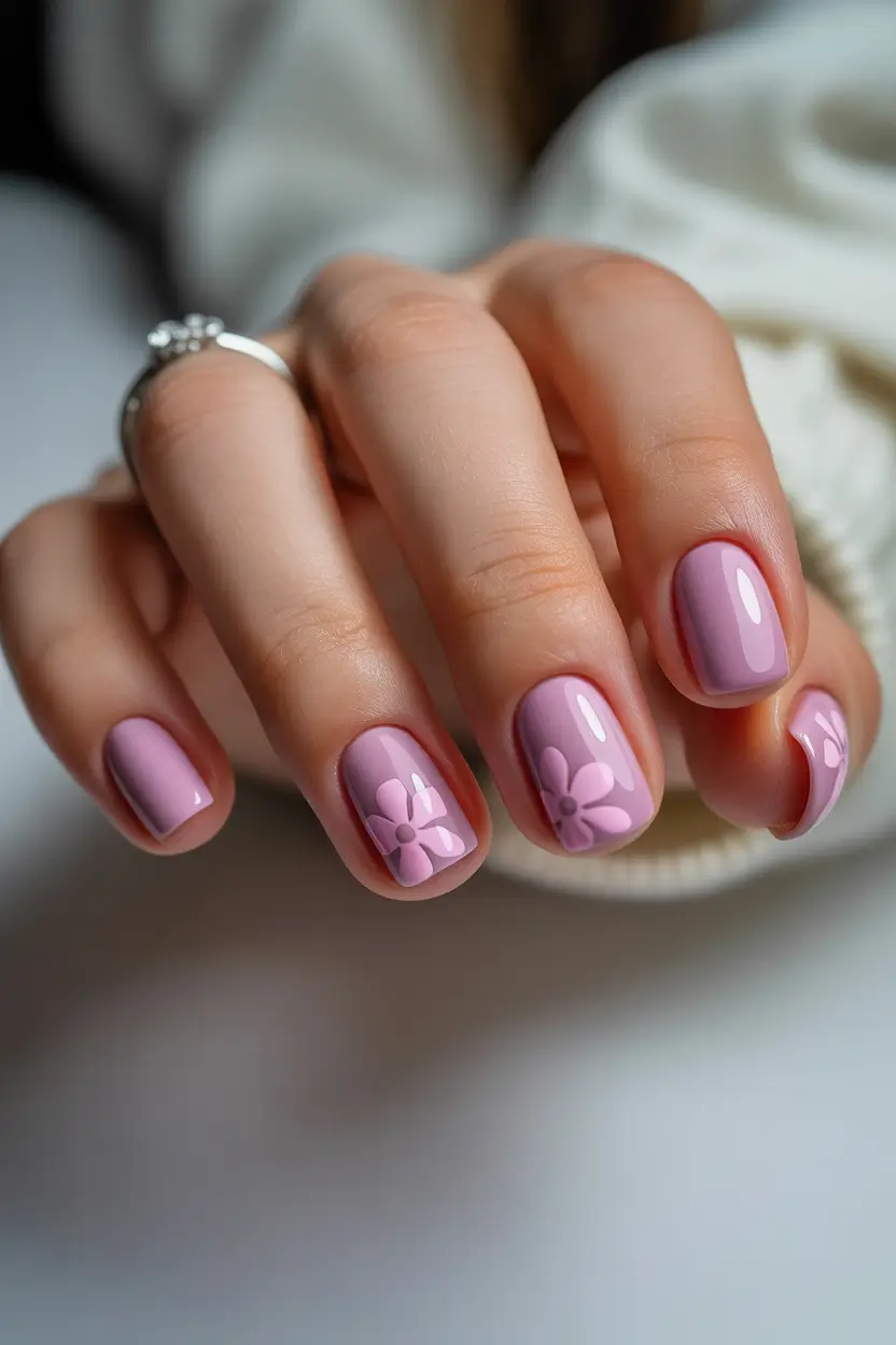 cute spring floral nails 2026 Soft Pink Minimal Florals for Everyday Spring