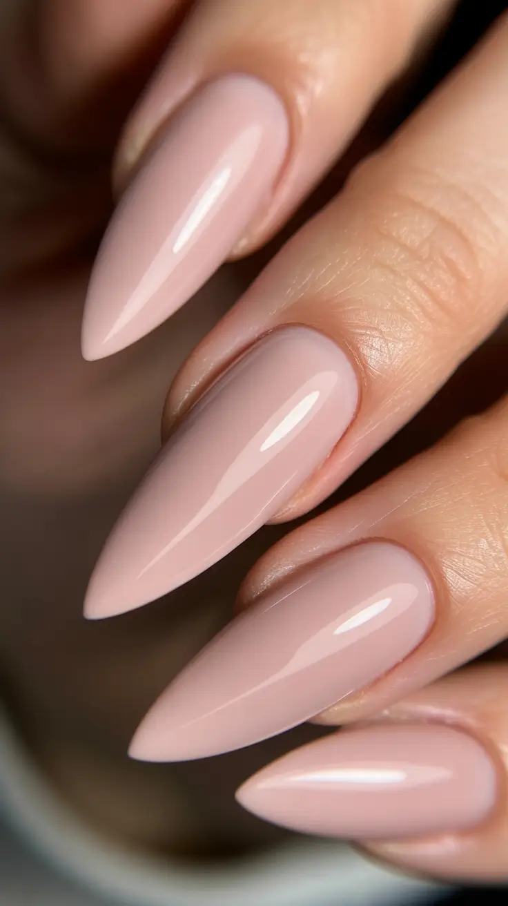 cute spring gel nails 2026 Milky Pink Almond - The Soft Power Move