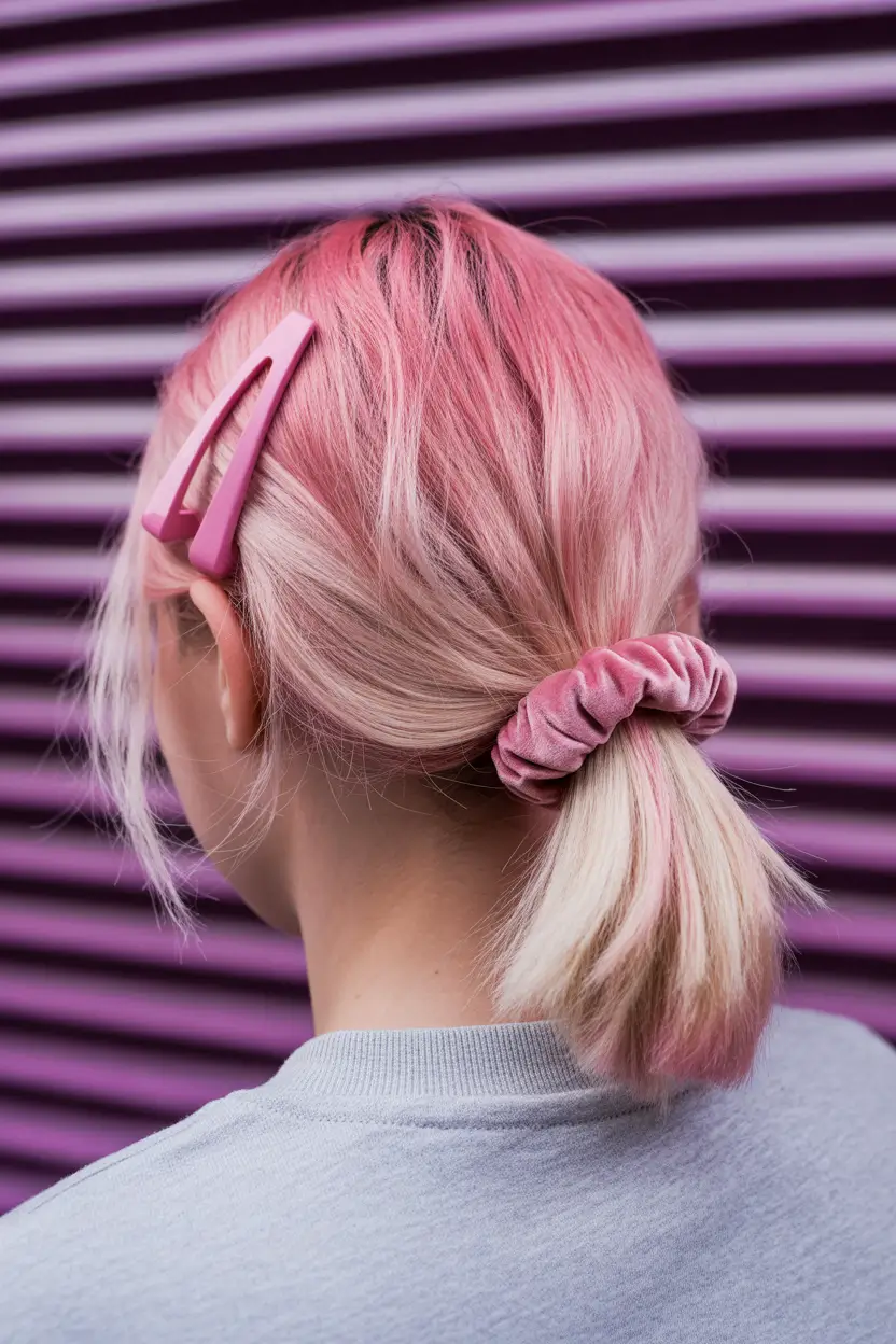 spring hairstyle for medium length hair 2026 Pink Ponytail