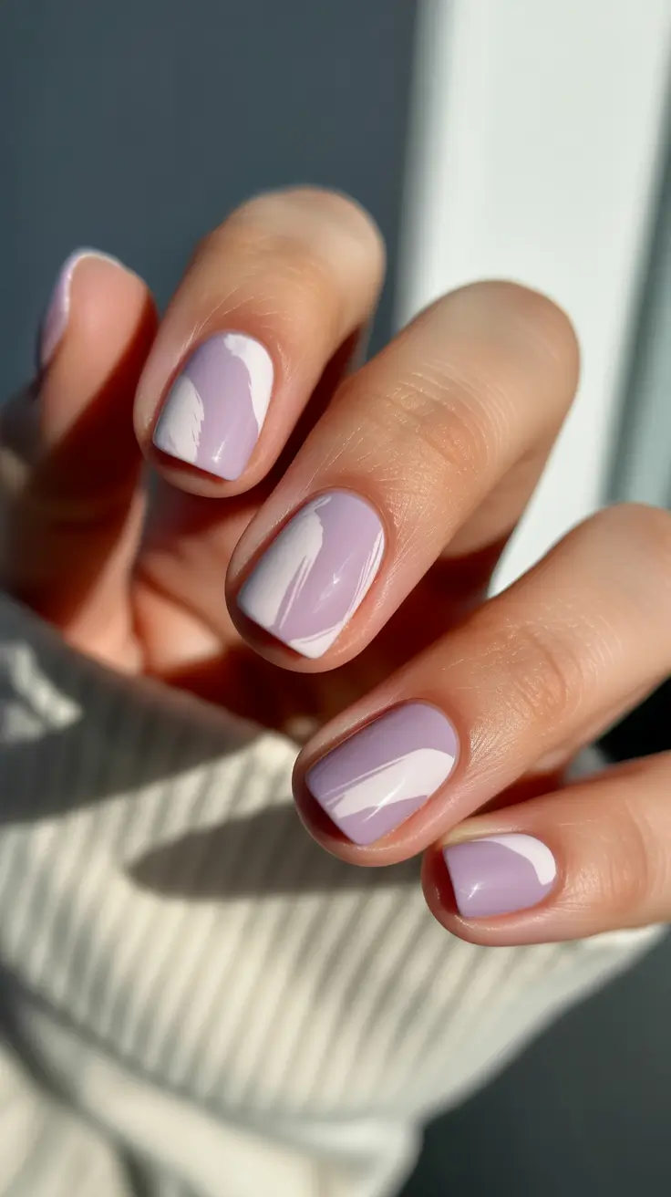 cute spring nail design 2026 Short Lavender Gloss Nails