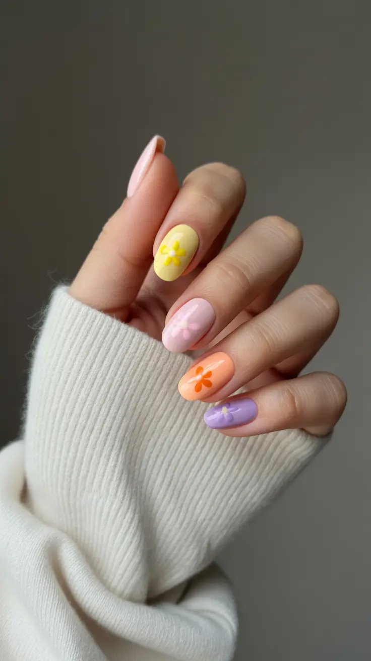 cute spring nails 2026 Minimal Daisy Pastels for Everyday Spring