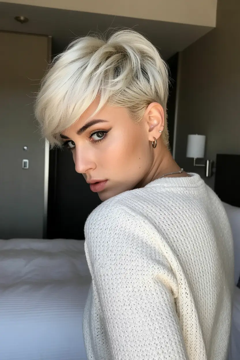 spring pixie 2026 Platinum Textured Pixie with Volume
