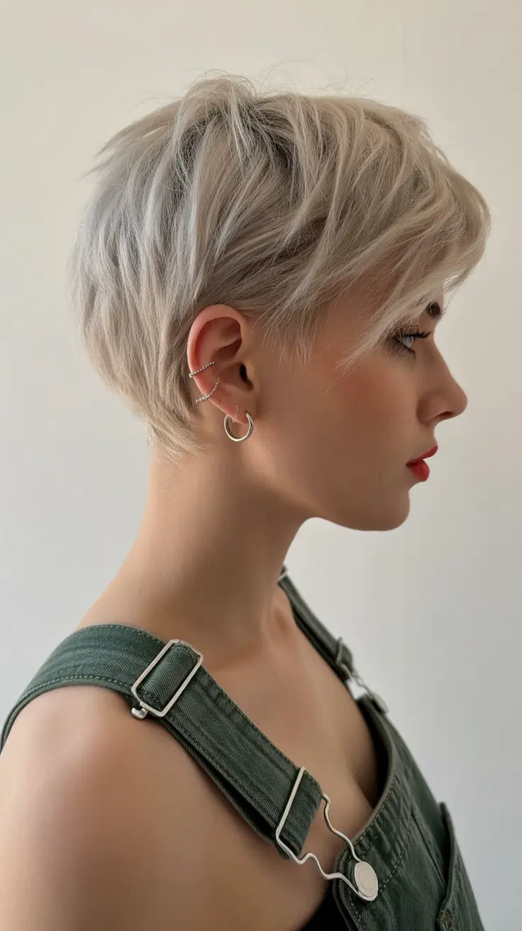 spring pixie 2026 Silvery Tapered Pixie with Clean Nape