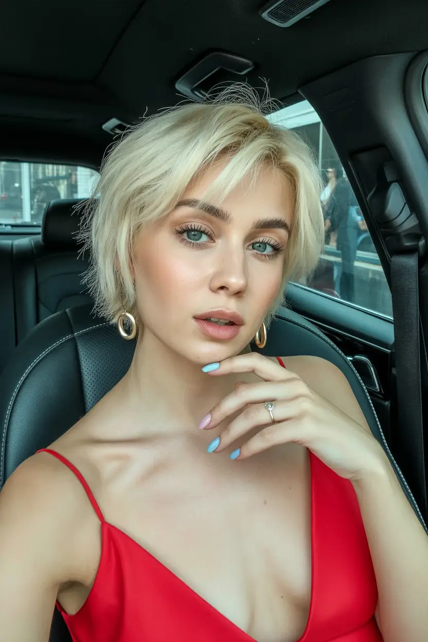 spring pixie 2026 Choppy Blonde Pixie with Light Fringe