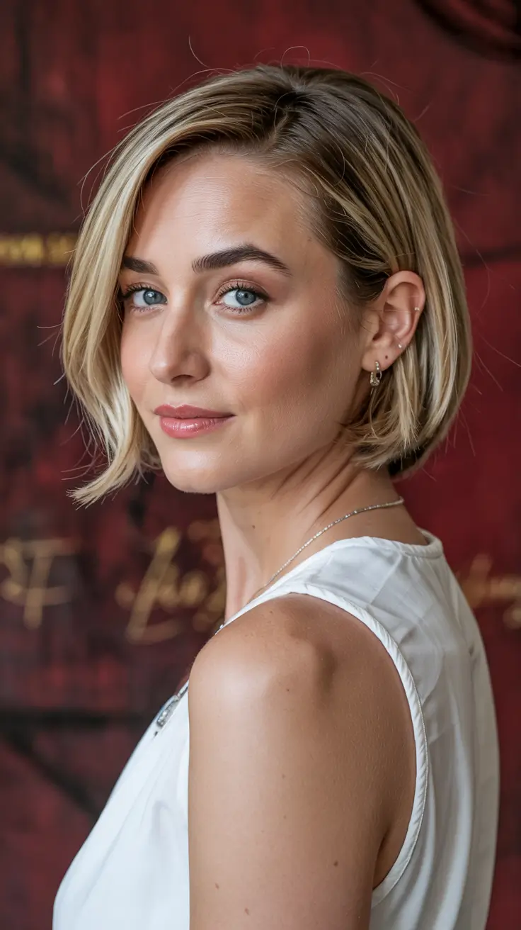 spring short haircut 2026 Side Swept Blonde Bob With Volume