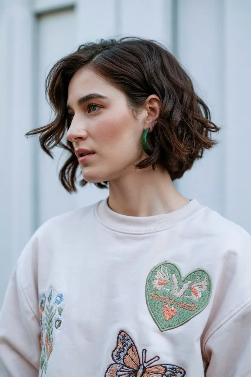 spring short haircut 2026 Wavy Textured Bob with Modern 90s Energy