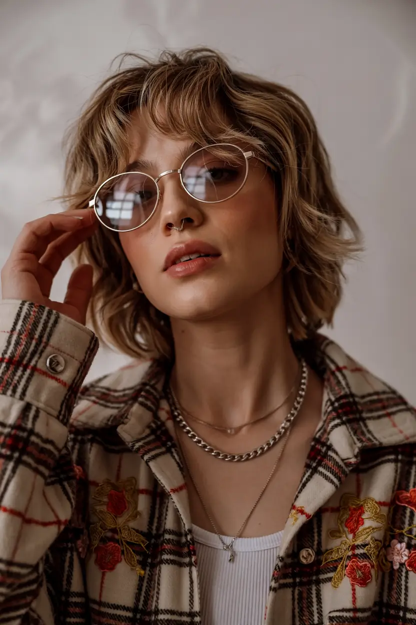 spring short haircut 2026 Shaggy Curly Bob with Soft Bangs