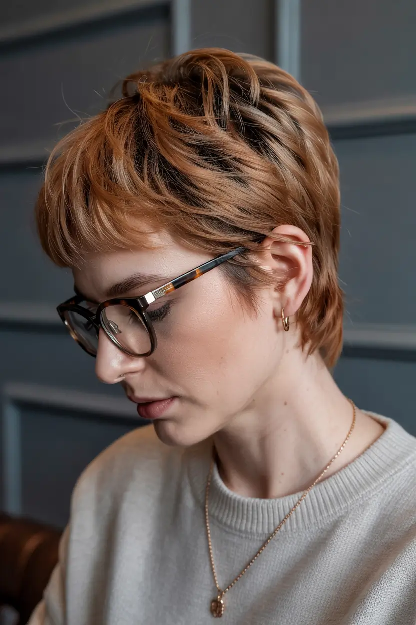 spring short haircut 2026 Soft Copper Layered Pixie